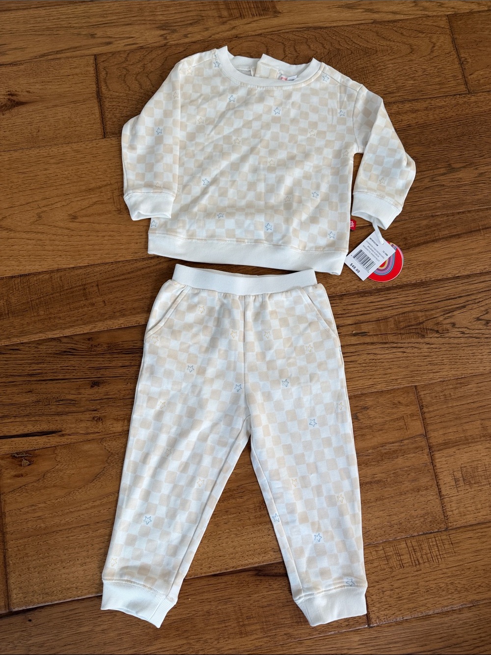 12-18M Magnetic Me Cream Checkered Set